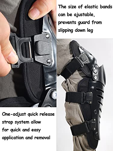 RIDBIKER Motorcycle Knee Shin Guards for Men, Bendable MTB Knee Pads | Long leg coverage with crash-proof protection. Flexible bendable design. Adjustable straps. Knee Protection for motocross - color: Black/LONGER