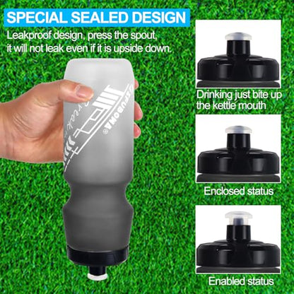 24oz Bike Water Bottle Leakproof Squeeze BPA Free Bicycle Bottles Design for Cycling Riding, Running, Gym & Outdoor Sports 2 Pack - color: Black+Green(2 PC)