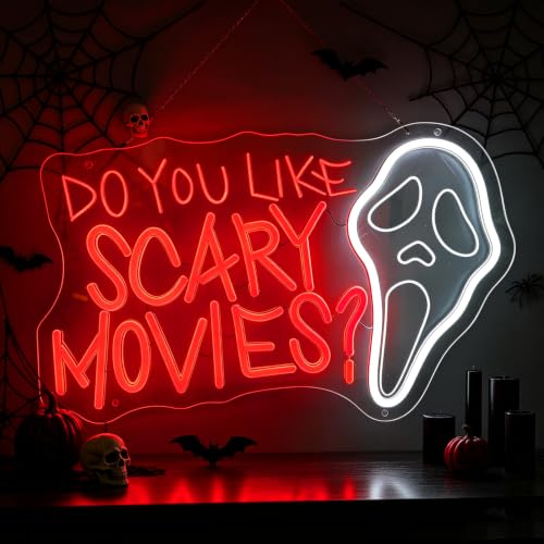 Do You Like Scary Movies Neon Sign Halloween Led Sign - color: Scary Movies+Ghost Face