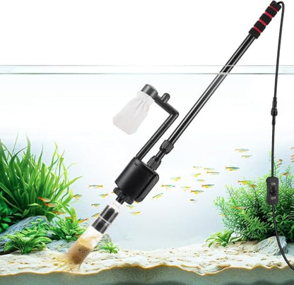 AQQA Electric Aquarium Vacuum Gravel Cleaner, 6 in 1 Fish Tank Vacuum | Automatic Cleaning Tools Kit Water Changer, Multifunction Wash Sand Filter Water Circulation 20W 320GPH 110V