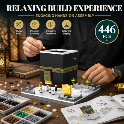 Mosque Kaaba of Mecca Building Blocks Sets Islamic Architecture Model Toys for Adults and Kids World Famous Landmark Building Kits Eid Gifts for Muslim 446PCS - style: Mosque Kaaba of Mecca