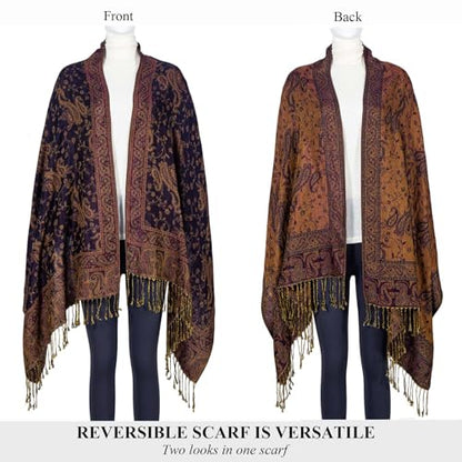 TUSHUSTY Pashmina Feel Rave Shawl Wrap for Women Men Hijab Scarf - color: Navy Blue
