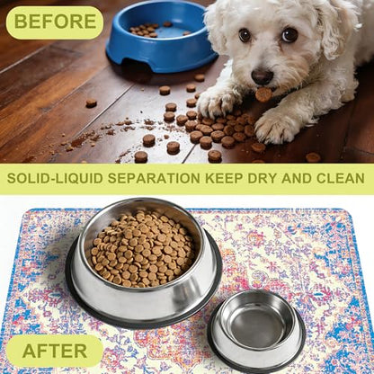 Cat Food Mat Pet Feeding Mats Dog Bowls Mat Cat Water Mat 12x20 Inch Boho1 - color: Bohemia Style 01