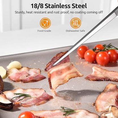 U-Taste 12in Long Kitchen Cooking Tweezer: 18/8 Stainless Steel Food-Grade Metal Food Tong, Flexible Pinching, Seamless-Welding, Sturdy and Non-Slip for Serving, Grilling, Frying, Baking (Pointed Tip) - size: 12in (pointed tip)