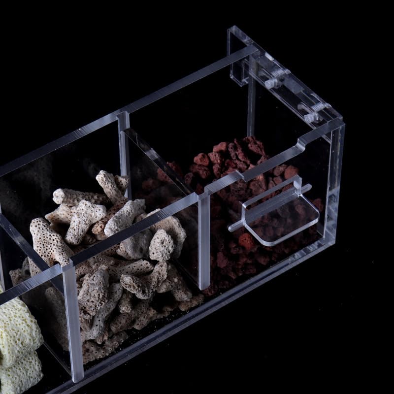 Hang On Acrylic Filter Box for Fish/Turtle Tank 3 Grids(Clear Box only)