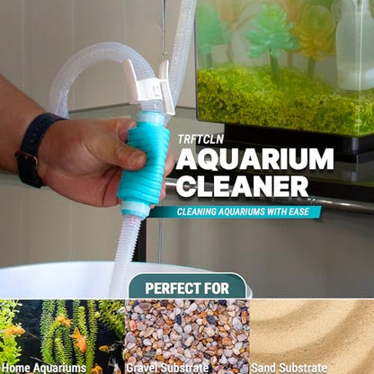 TERA PUMP Aquarium Gravel Cleaner for 10-20 Gallon Tanks - BPA-Free, Siphon with Flow Controller, Extendable No-Spill System for Freshwater and Saltwater | BPA-Free, Siphon with Flow Controller, Extendable No-Spill System, Freshwater and Saltwater
