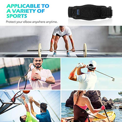 AGPTEK Elbow Brace for Tendonitis and Tennis Elbow 2 Pack, Tennis Golfers Elbow Support Arm Band Pain Relief Elbow Wrap Weightlifting Elbow Strap with Compression Pad for Men & Women - color: Blue