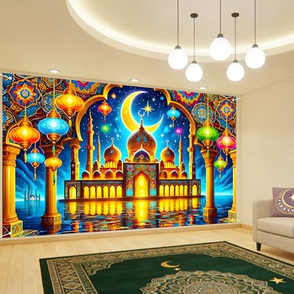 Nuxovilar 대형 라마단 무바라크 배너 - 폴리에스터 109.2 x 180cm(43 x 71인치) 모스크, 마당, 야외 장식용 (CF00167) - color: CF00167