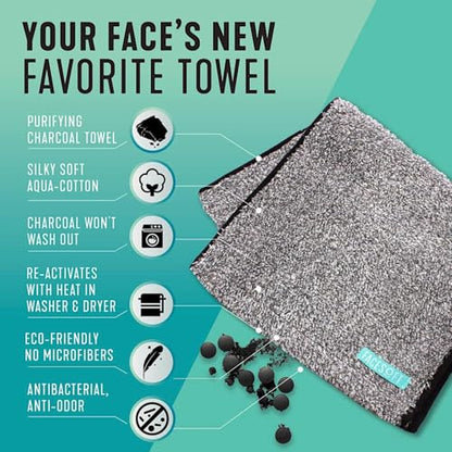 Facesoft Yoga Towel - Infused with Activated Charcoal to Detoxify and Sweat - Made with Eco-Friendly Aqua-Cotton Yarn - Biodegradable and Sustainable - All Ages - color: Eco Sweat Charcoal Workout Towel