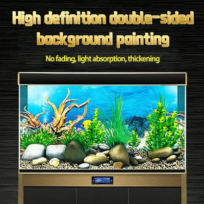 Double-Sided Aquarium Background, Coral Reef and Seabed Design, 12 x 20 Inches, Waterproof (Animal Print A)