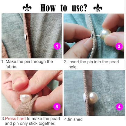 ZLMCUJE 10 Sets Big 14mm No Sew Pearl Buttons Brooch Fixed pins Removable Reusable for Coat Cardigan and Other DIY Craft - size: 14mm/0.55inch