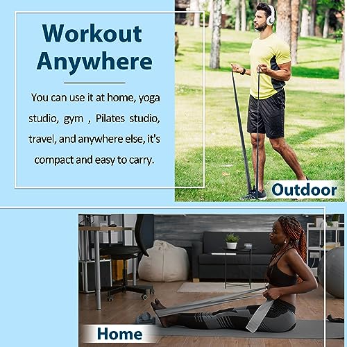 Resistance Bands Set for Physical Therapy, Rehab, Yoga and Pilates | Latex-Free elastic exercise bands suitable for rehab, yoga, Pilates, gym workouts, stretching, and home exercise - color: Gradient Gray 10-115lbs