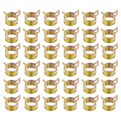 PATIKIL Spring Band Hose Pipe Clamps for 17-19.5 mm OD Hose, 50 Pack Silicone Vacuum Constant Tension Band Clips for Fuel Line Silicone Air Hose Tube Water Pipe, Gold - size: 17-19.5 mm