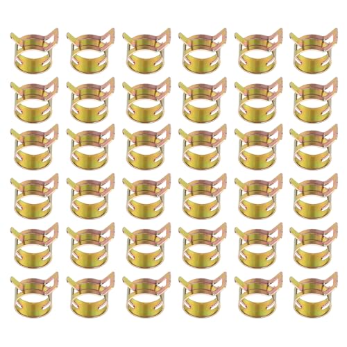 PATIKIL Spring Band Hose Pipe Clamps for 17-19.5 mm OD Hose, 50 Pack Silicone Vacuum Constant Tension Band Clips for Fuel Line Silicone Air Hose Tube Water Pipe, Gold - size: 17-19.5 mm