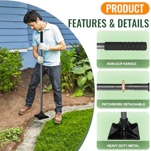 8"x8" Steel Tamper Tool for Yard,71" Long Handle Heavy Duty Ground Tamper with Rubber Grip,Ideal Garden Landscaping Rammer for Earth Soil Asphalt,Gravel Dirt Compactor Leveling Paver Tool Trash Tamper
