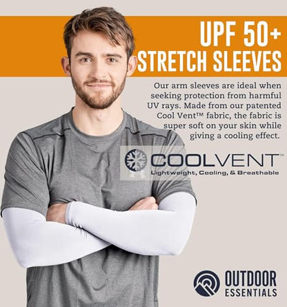 OutdoorEssentials UV Sun Sleeves for Men & Women, Cooling Arm Sleeves UPF 50+ | Golf, Tattoo Cover Up, Sun Protection - color: (3 Pairs): 3 White