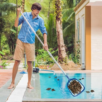 Sunnyglade 16.8x10.5in Swimming Pool Cleaner Supplies Pool Net Skimmer | Professional Heavy Duty Pool Leaf Rake Fine Mesh Frame Net/Cleaning Leaf Skim Net pool accessories pool skimmer net - size: 16.8x10.5in