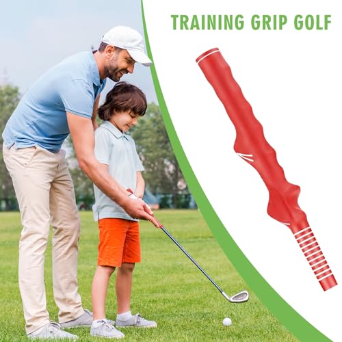 Arrowbash Golf Training Grip Right Handed Swing Grip Trainer Aid Tool for Men Club Accessories - color: Red