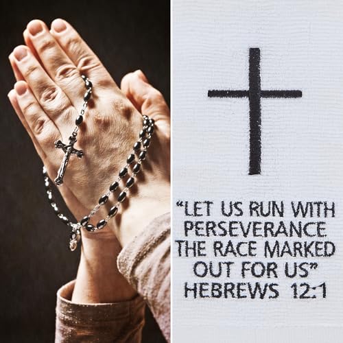 lotoo Christian Cross Football Towel Cotton,White Quarterback Qb Sports Towels,Bible Verse Football Towels for Football Jesus Faith - color: Hebrews 12:1