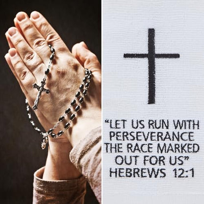 lotoo Christian Cross Football Towel Cotton,White Quarterback Qb Sports Towels,Bible Verse Football Towels for Football Jesus Faith - color: Hebrews 12:1