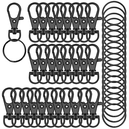 120PCS Premium Swivel Lanyard Snap Hook with Key Rings, Metal Keychain Hooks for Jewelry Making, Crafts (Gun Black) - color: Gun black