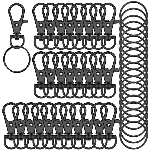 120PCS Premium Swivel Lanyard Snap Hook with Key Rings, Metal Keychain Hooks for Jewelry Making, Crafts (Gun Black) - color: Gun black