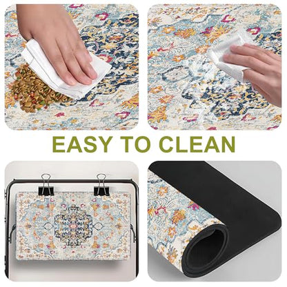 Cat Food Mat Pet Feeding Mats Dog Bowls Mat Cat Water Mat 12x20 Inch Boho6 - color: Bohemia Style 06