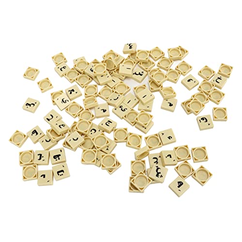 110PCS Arabic Letter Chess Pieces, Wooden Scrabble Tiles for Crafts with Clear Letters, PS Material for Kids Educational Games, Parent Child Activities and Outdoor Fun
