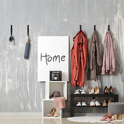 Wrought Iron Wall Mounted Coat Hooks Heavy Duty, Decorative Metal Wall Hooks for Home Garage Bathroom Kitchen Door Office, Wall Hooks for Hanging Coat, Keys, Towel, Tools, Purse, Hat (Black) - size: J Hook Black x 10