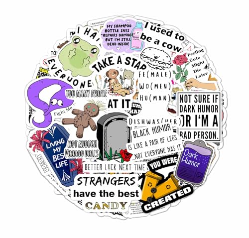 100Pcs Dark Humor Stickers for Water Bottle and Laptop - Dark Humor Party Supplies & Decorations, Waterproof Vinyl Decals, Funny and Sarcastic Stickers, Gifts for Women & Men - color: Dark Humor Stickers