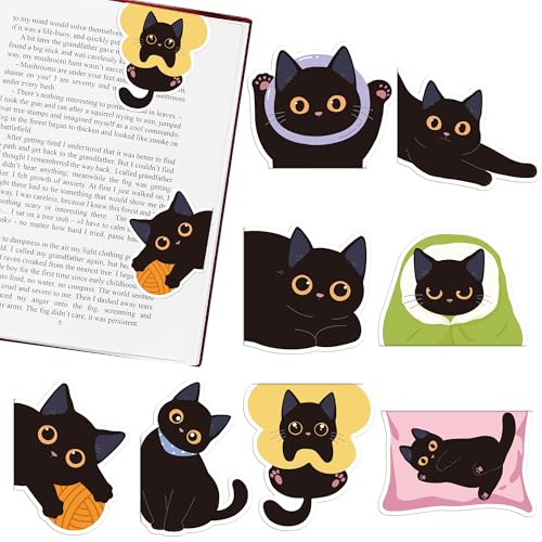 Cats Magnetic Bookmarks Gifts - 8 Pcs Black Cute Funny Bookmark - style: Black Cats