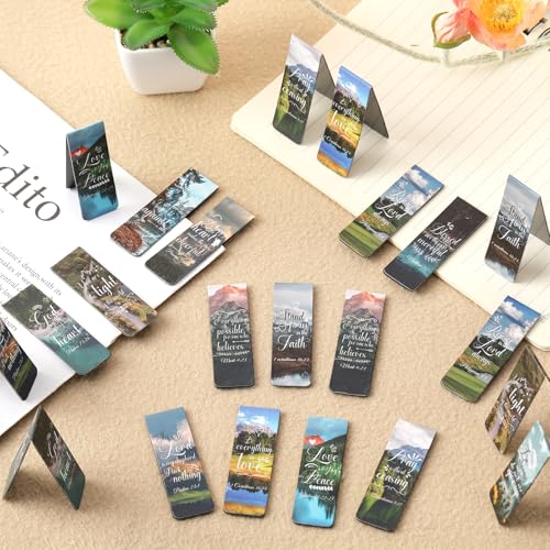 Bible Verse Magnetic Bookmarks - 30 PCs Christian Scripture Inspirational Aesthetic Book Marks Catholic Religious Motivational Book Marker Prayer Page Clips Reading Women Men Church Gifts - style: Bible Verse1