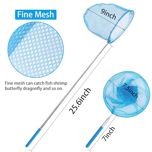 2 Pack Telescopic Butterfly Nets for Kids Outdoor Exploration, Catching Insect Net, Fishing Nets, Outdoor Tools for Catching Bugs Fish Insect Ladybird, Nature Exploration Toys