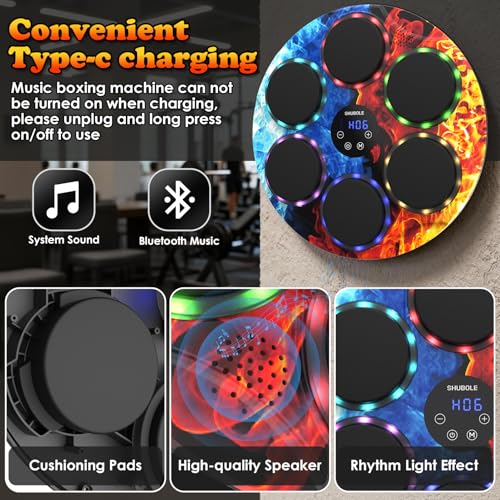 Music Boxing Machine with Gloves - Wall Mounted Punching Trainer for Adults & Kids, 9-Speed Punch Game, Wall Boxing Punching pad, 2025 Upgrade Gifts for Boys Age 6+ - style: Ice-Fire
