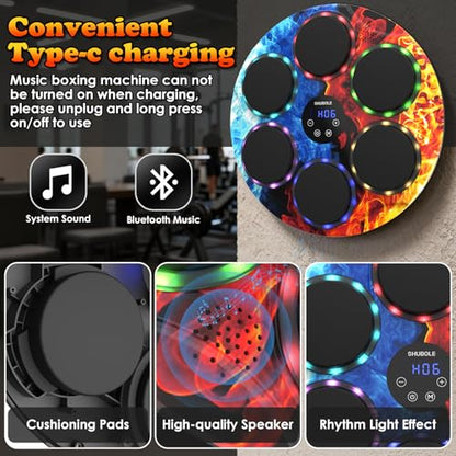Music Boxing Machine with Gloves - Wall Mounted Punching Trainer for Adults & Kids, 9-Speed Punch Game, Wall Boxing Punching pad, 2025 Upgrade Gifts for Boys Age 6+ - style: Ice-Fire
