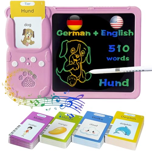 Talking Flash Cards with Writing Tablet - German English, Pink - color: German, size: Pink