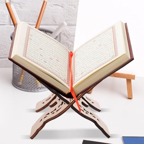 BESTYASH Detachable Wooden Book Holder Bible Stand Decorative Quran Display Rack for Islam Eid Table Reading Organizer