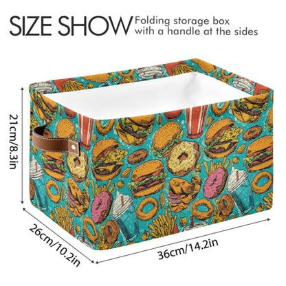Aslsiy Storage Basket French Fries Burger Food Pattern Nursery Bins Baby Canvas Box Clothes Shelf Basket Laundry Hampers 2 Pcs - size: 2 Pcs