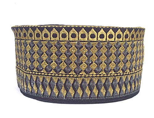 Kufi Men's Unisex Skull Cap Broad Strap Solid Hat with Hand Embroidery Kufi Caps Knitted Beanie Summer Headwear Long Hats - color: Black Green, size: Large