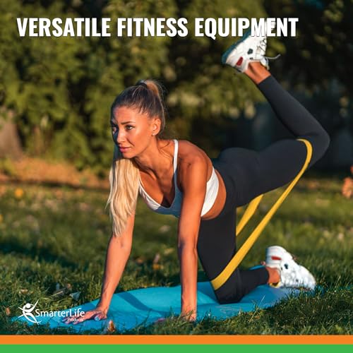 SmarterLife Resistance Bands, Set of 5 Extra Wide Latex-Free Exercise Bands | Bands for Working Out - For Women, Men - Weight Loss, Physical Therapy Bands, Booty Bands, Home Gym, Workout Guide Included