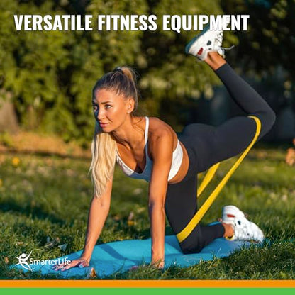 SmarterLife Resistance Bands, Set of 5 Extra Wide Latex-Free Exercise Bands | Bands for Working Out - For Women, Men - Weight Loss, Physical Therapy Bands, Booty Bands, Home Gym, Workout Guide Included