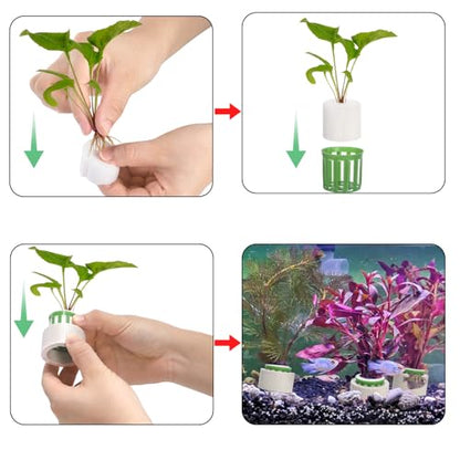 TOPZEA 30 Pack Aquarium Plant Weights, Aquatic Plant Holder Pots Anti-Floating Planters Ceramic Aquatic Plants Fixed Ring Anchors Set for Fish Tank, Pond, Aquarium Landscape Decorations, 1.75"x 1.2"