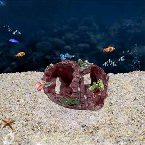 2 Pack Aquarium Broken Barrel Decor, Cichlids Guppy Small Fish Betta Shrimp Hide Caves Playground, Hideouts for Small Fish Breed Spawn Shelter (2 Pack)
