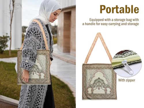 Kellegour Portable Muslim Prayer Rug and Beads,Soft Islamic Prayer Rug,Sajadah for Islam Prayer Carpet Mat,Muslim Praying Mat,Travel Prayer Mat Ramadan Gift,with Bag and Compas (1) : Home & Kitchen