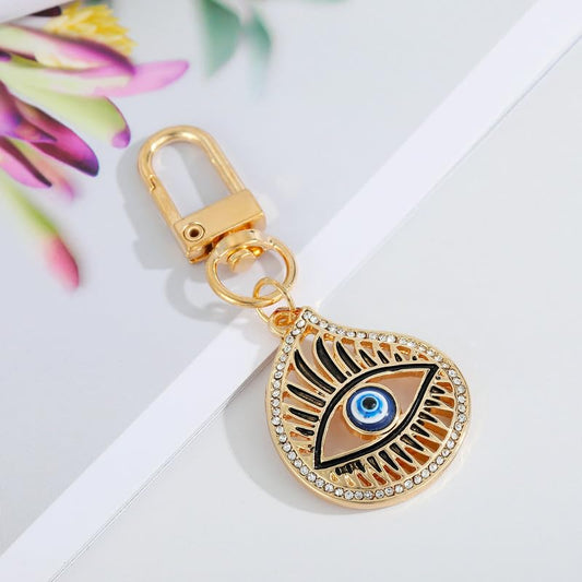 Turkish Devil's Eye Rhinestone Keychain Luxurious Ethnic Style Crytal Keychain for Car Key Bag Backpack Decorative Gift - style: Style 4