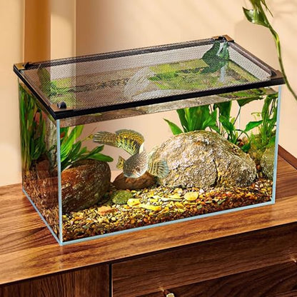 Anti Jump Netting for Fish Tanks Includes Mounts Netting Cover Pet Aquarium Screen - size: Small