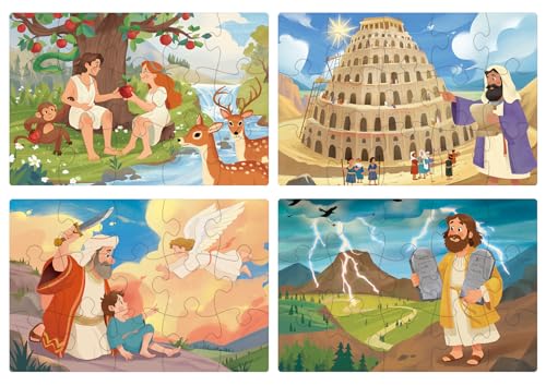 Bible Puzzles for Kids, 4-in-1 Wooden Jigsaw Puzzle, Old Testament - style: Old Testament A