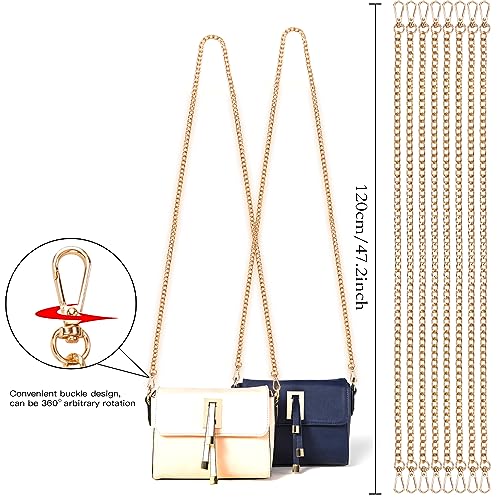 DIY Metal Shoulder Cross Body Bag Chain Replacement, 8 Pack (47 Inch/pcs) (Gold) - color: Gold