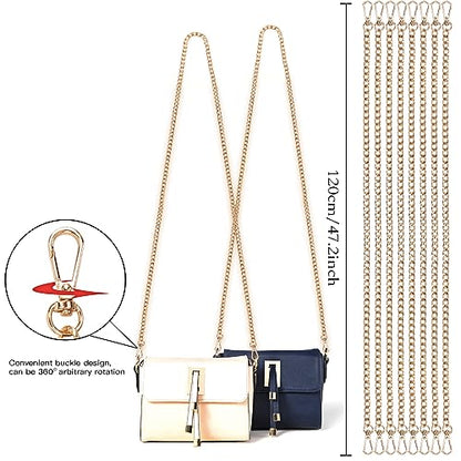 DIY Metal Shoulder Cross Body Bag Chain Replacement, 8 Pack (47 Inch/pcs) (Gold) - color: Gold