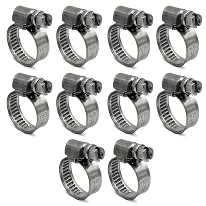 10 Pack SAE Size 5 Stainless Steel Hose Clamps, German Style Embossed Worm Gear Clamp, Adjustable 1/2 to 3/4 inch (12-20mm) for Automotive Fuel Vacuum Line - size: 1/2 to 3/4 inch (10 Pack)
